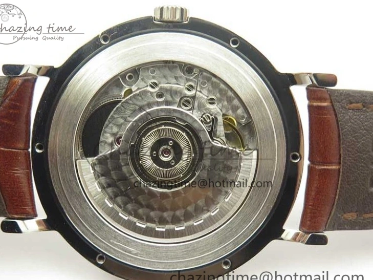 MIROTIME 0305 Portofino Automatic SS TWF 1:1 Best Edition Silver Dial Gold Markers on Brown Leather Strap A Bright 7203